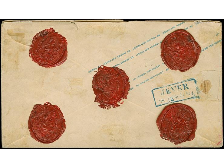 1859/61, Umschlag 1 Gr. preußischblau im kleinen Format mit tarifgerechter Zufrankatur Ausgabe 1859/61 1 Gr. auf lebhaftgraub