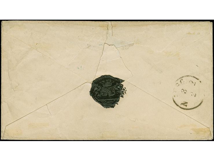 3 Sgr. auf gelb mit blauem DKr. “OLDENBURG 2.2." auf Briefkuvert der 3. Entfernungszone nach Erfurt mit Ausgabestempel. Der U