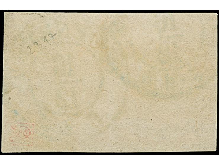 ¼ Gr. Gr. gelblichorange im waagerechten Paar mit doppelt aufgesetztem DKr. “OLDENBURG 16.12.”. Das farbfrische Paar ist alls