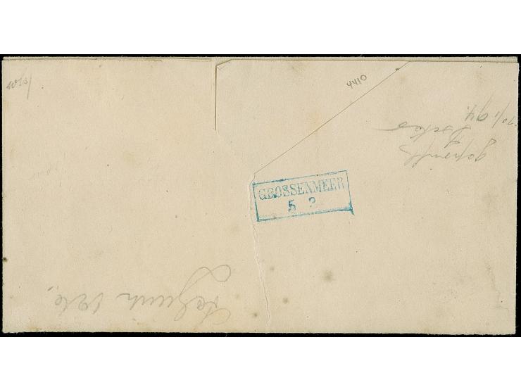 ⅓ Gr. gelblichgrün im senkrechten Dreierstreifen, allseits voll- bis breitrandig geschnitten, mehrfach mit klarem DKr. “OLDEN