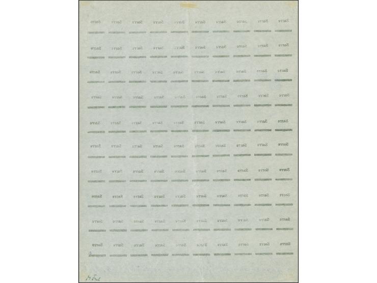 1920, Kontrollabzug der Aufdruckplatte III-b auf dünnem Maschinenpapier, im Unterrand mit handschriftlicher Angabe “Germania,