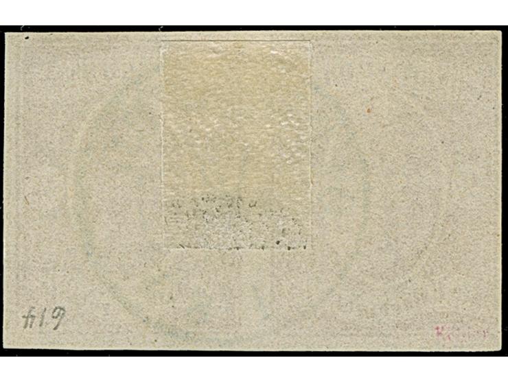 ½ Gr. braunorange im waagerechten Paar, linke Marke mit kleiner Druck-Besonderheit “ausgebliebener Druck oberhalb des E von O