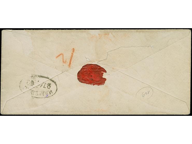 2 Gr. rot mit blauem DKr. “OLDENBURG 26.7.(62)” als tarifgerechte Einzelfrankatur auf kleinformatigem Briefkuvert nach Hambur