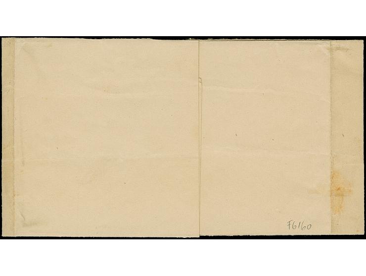 3 Gr. zitronengelb, farbfrisch und allseits voll- bis überrandig mit Teil der Nachbarmarke unten, mit blauem Rahmenstempel “S