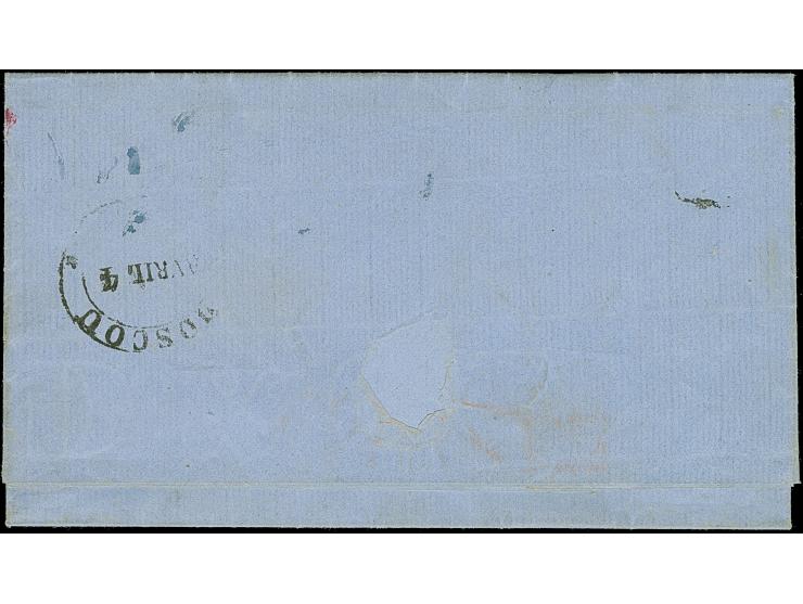 1858, “Reçu le 1er Avril”, French two-line Bucharest arrival handstamp (Tchilinghirian Type 5, this very mark illustrated), f