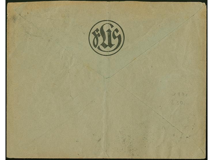 Korbdeckel 50 Mia. M. gezähnt und 20 Mia. M. durchstochen in Mischfrankatur mit Aufdruckausgabe 10 Mia. auf 100 Mio. M. dunke