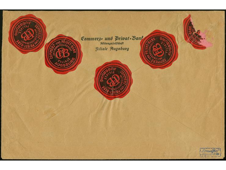 Korbdeckel 1 Mrd. M. durchstochen, zwei senkrechte Paare und Einzelmarke sowie waagerechtes Paar 5 Mrd. M. durchstochen je mi