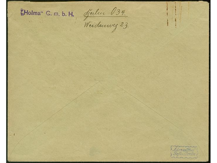 1923, Gebührenzettel mit violettem Stempel “Gebühr bezahlt”, mit übergehendem Stempel “BERLIN NW5 12.11.23” auf Ortsbrief, le