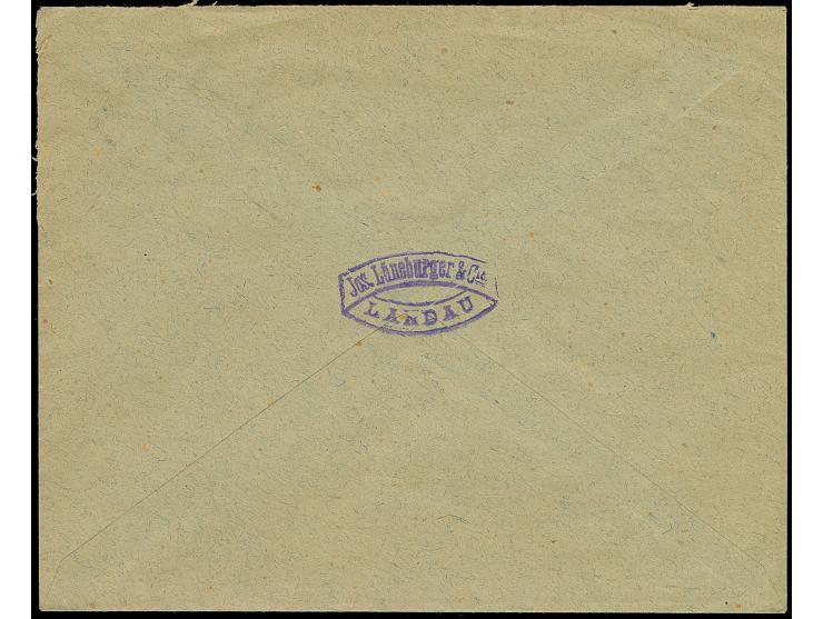 1 Mrd. auf 100 M. grauviolett im senkrechten 5er- und 4er-Streifen sowie Einzelmarke je mit Stempel “LANDAU 12.NOV.23” als ta