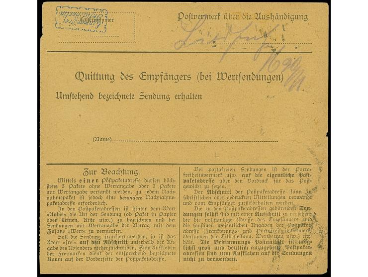 Korbdeckel 50 Mrd. M. gezähnt im waagerechten Paar und senkrechtes Paar 20 Mrd. M. gezähnt je mit Stempel “MÜHLBACH 24.11.23”