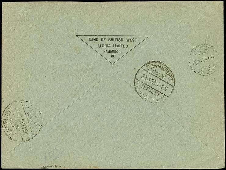 Korbdeckel 50 Mrd. M. gezähnt im waagerechten Paar mit Stempel “HAMBURG 28.11.23” als tarifgerechte Mehrfachfrankatur auf R-B