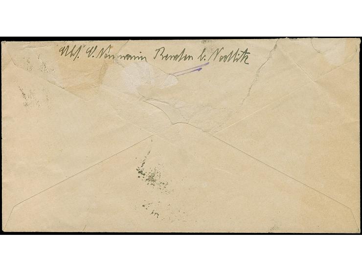 5 Mrd. auf 10 Mio. M. durchstochen im Viererblock mit Stempel “NEDLITZ 28.11.24” (Fehleinstellung, richtig 1923) als tarifger