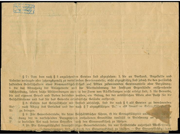 Korbedeckel 5 Mio. M. im senkrechten Paar jeweils mit violettem L1" Dienstmarke" und Stempel “WISMAR 27.10.23” als tarifgerec