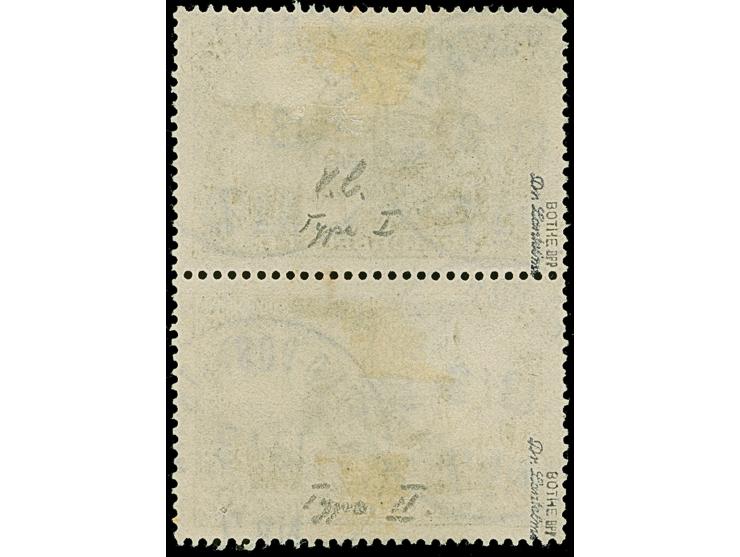 Reichspost 3 M. im senkrechten Typenpaar mit Type I oben und Type II unten, sauber mit Stempel “K.D. FELD.POSTSTATION No. 7 1