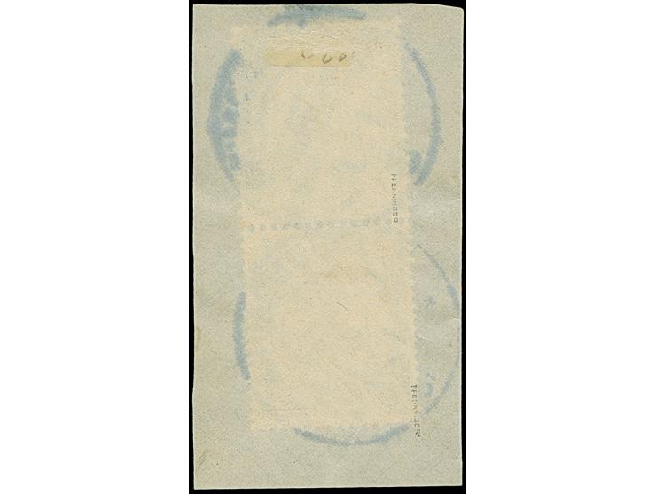 “OTJUNDAURA (DSWA) 1.11.13” zweimal recht klar und vollständig auf senkrechtem Paar Kaiseryacht 5 Pfg. mit Wasserzeichen auf 