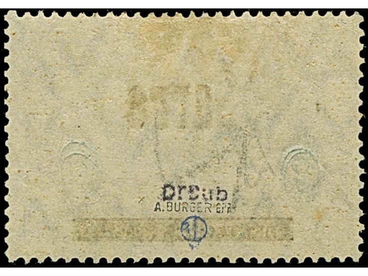 Nicht ausgegeben: 3 Mark schwarzviolettgrau, farbfrisch und gut gezähnt, sauber ungebraucht, tadellos. Lediglich ein Bogen zu