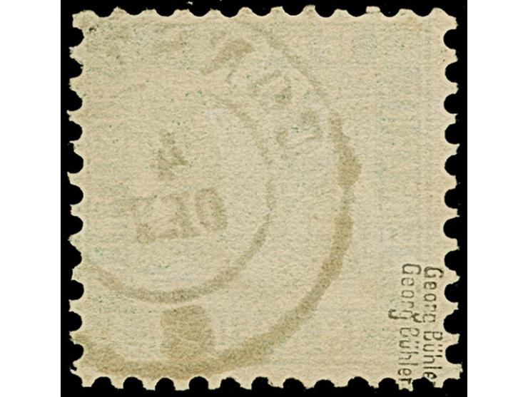 18 Kr. dunkelgrün, farbfrisch und allseits mit vollständiger Zähnung und klarem DKr. “CONST(ANZ) 4.OKT”, in tadelloser Erhalt