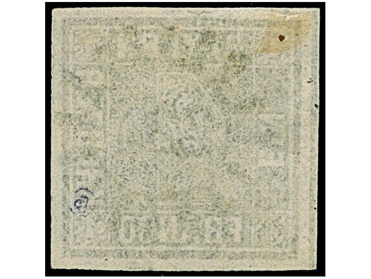 1 Kr. tiefschwarz, Platte 2, sehr farbfrisch und allseits breitrandig mit an drei Seiten voller und oben teilweiser Schnittli