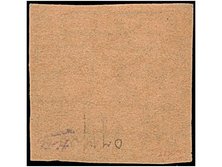 1861, 4 S. auf mattbraunorange, farbfrisch und bis auf eine lupenrandige Stelle unten rechts allseits voll- bis breitrrandig 