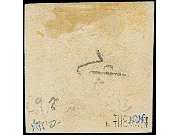 1851, 3 Kr. auf hellschwefelgelb, Type V, allseits voll- bis breitrandig mit schwarzem DKr. “STUTTGART 6.OCT.1857” auf Briefs