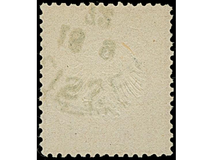 ½ Gr. orange mit Plattenfehler “Kerbe im Innenkreis unter C in DEUTSCHE, verstärkte Punktreihe rechts (frühe Phase)” (Spalte 