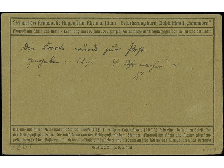 E.EL.P. 20 Pfg. mit Stempel "Frankfurt 22.6.12" auf Karte nach Wiesbaden und retourniert nach Frankfurt. Signiert Grabowski B