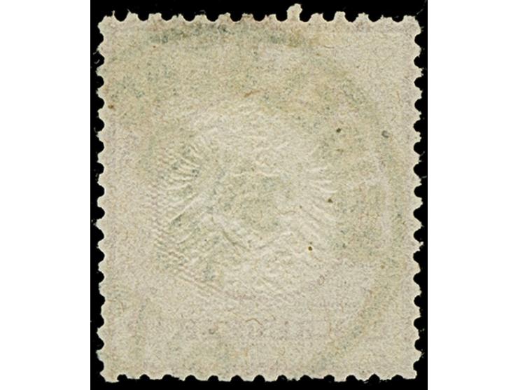 3 Kr. karmin mit Plattenfehler “Kerbe im Innenkreis unter D in DEUTSCHE, kreisförmiger Farbfleck unter der linken Wertziffer”