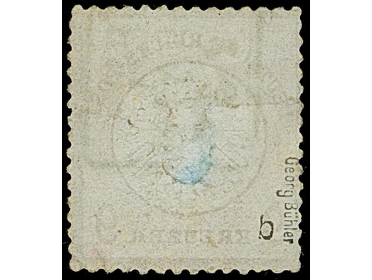 9 Kr. rotbraun mit Plattenfehler “Kerbe im Innenkreis über dem zweiten E in KREUZER ” (Feld 99), mit Teilstempel “DRESDEN POS