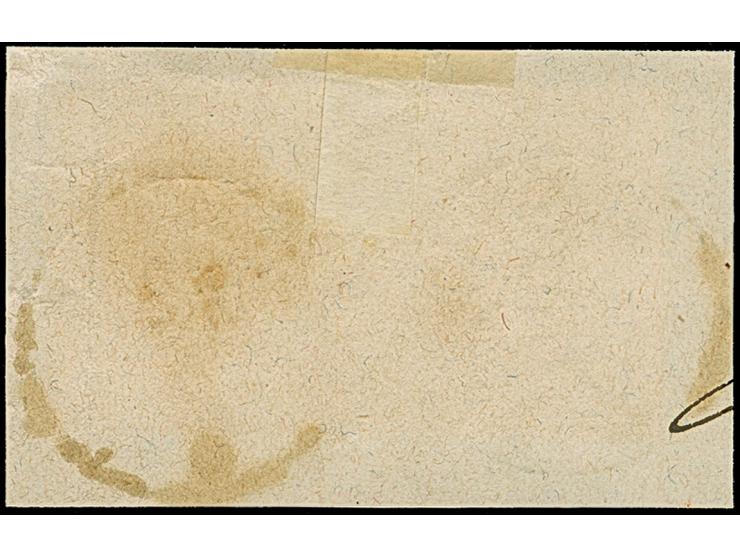 1 Gr. karmin mit Plattenfehler “Rahmenbruch links in Höhe von TS in DEUTSCHE” im waagerechten Paar mit Normalmarke, jeweils m