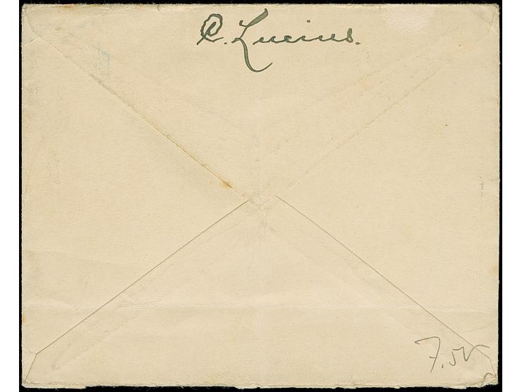 “DSP LINIE HAMBURG-NEW YORK XIV. 25.4.22” klar auf Posthorn 4 M. mit Wasserzeichen 1 auf Vordruckbrief der “Hamburg-Amerika-L