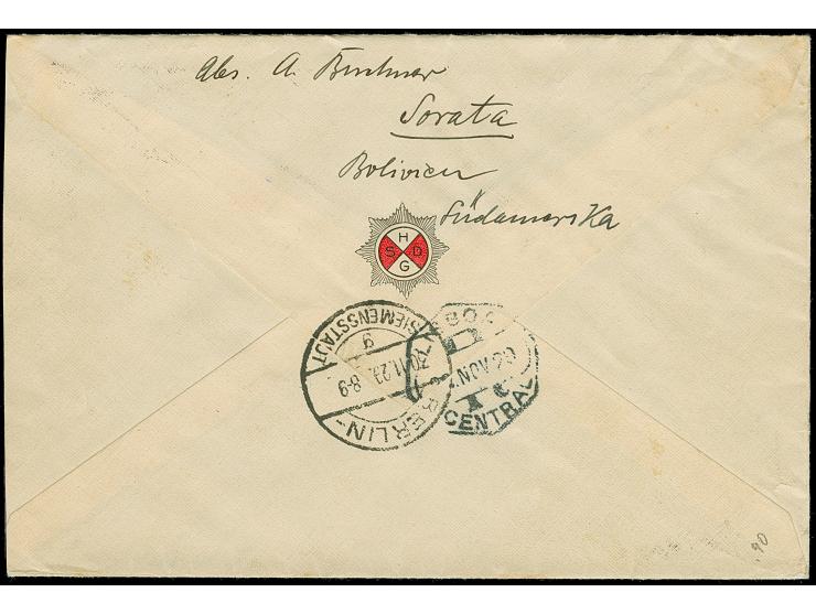 “DSP HAMBURG-SÜD/HAMBURG-SÜDAMERIKA CAP ARCONA H.S.D.G. 26.1.29” Flaggenstempel klar auf senkrechtem Paar Reichspräsidenten 2