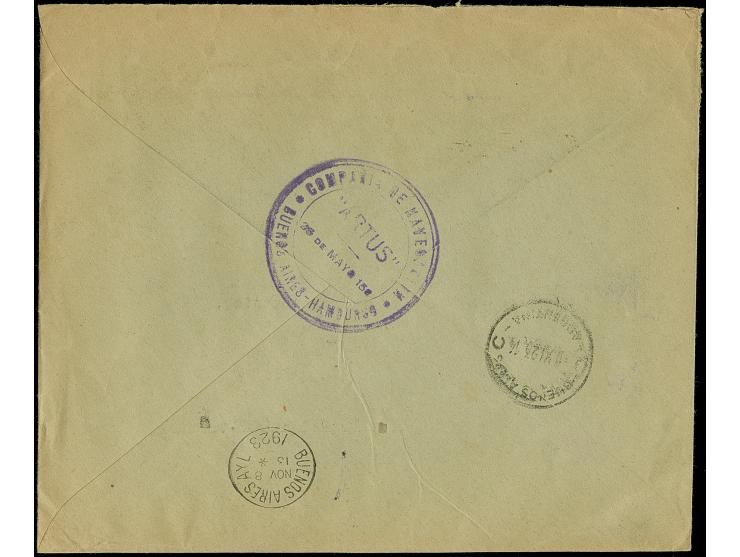 “D. TIRPITZ” violetter L1 als Entwertert, mehrfach auf Firmenvordruck-Brief “Braue &amp; Co.” auf zwei Einzelmarken Ziffer 50