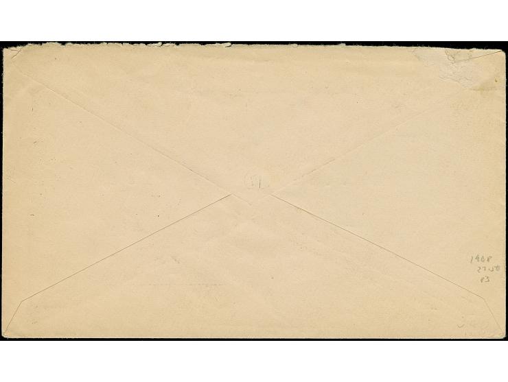 “N.Y.P.O. PAQUEBOT D JUL.I.1908” klar auf Germania 20 Pfg. auf Brief mit Leitvermerk “Per S/S Lützow” nach New York, in guter