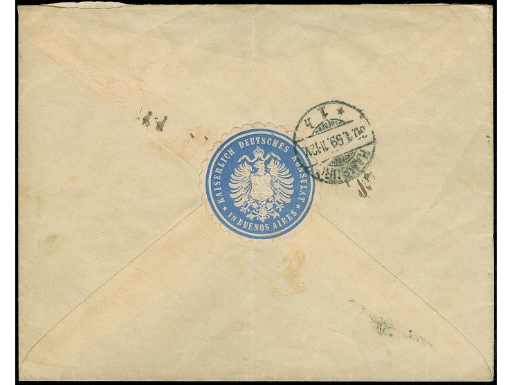 1899, “Paqueboot Turuman” handschriftlich auf Brief mit zwei Einzelmarken Krone/Adler 10 Pfg. mit Federkreuz-Entwertung und l