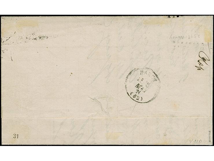 "METZ 4/5 71", sauber auf- und nebengesetzt auf Elsass-Lothringen 20 C., In Mischfrankatur mit Frankreich Napoleon laurée 20 