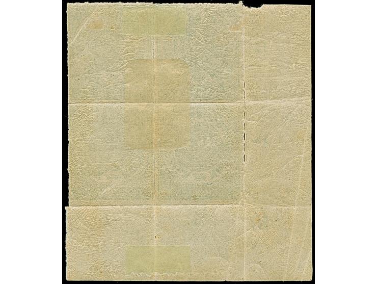 ⅓ Gr. grün, Viererblock aus der linken unteren Bogenecke mit Plattenkennzeichen "b.", Ungebraucht, waagerecht leicht vor gefa