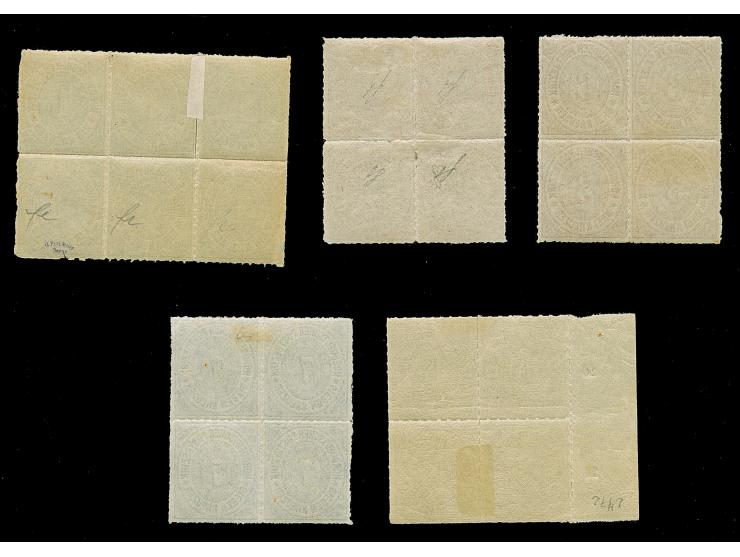 1-18 Kr., die komplette Ausgabe in ungebrauchten Blockstücken, dabei 1 Kr. Im waagerechten 6er-Block, sonst Viererblocks, die