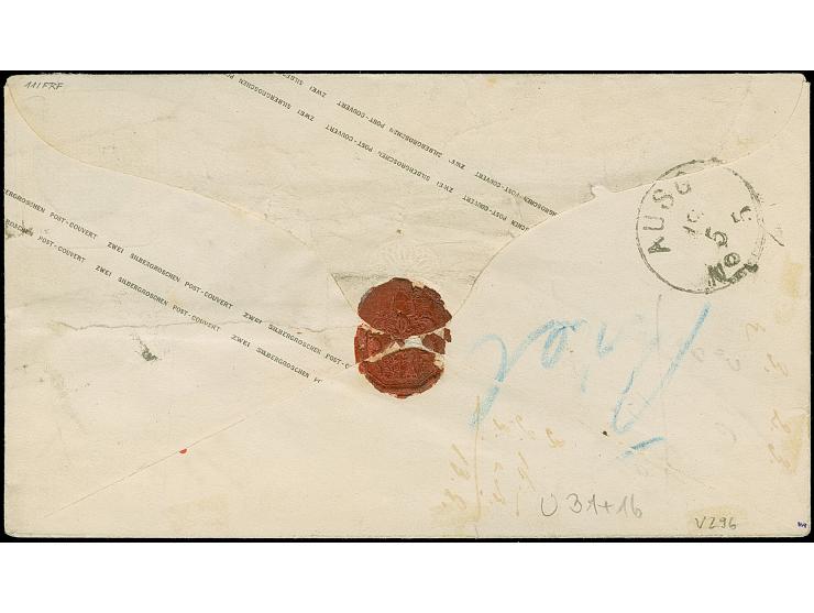 Aufbrauch-Umschlag 2 Gr. auf Preußen 2 Gr. Kleinformat, mit Zufrankatur 1 Gr. gezähnt, als Paketbegleitbrief von "MÖLLN IN LA