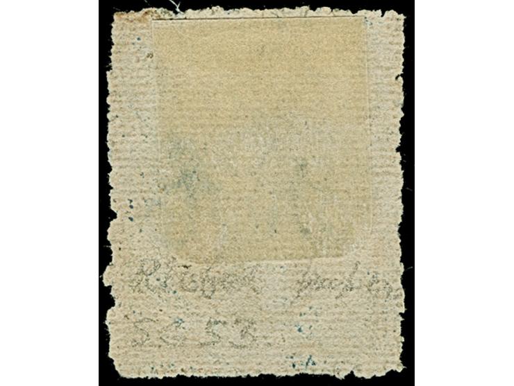 1864, Rivadavia 15c. blue on ribbed paper unused, near-perfect centering, bright color with a sharp impression, usual rough p