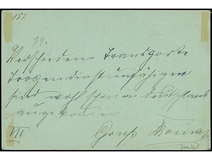 Krone/Adler 3 Pfg. dunkelockerbraun auf Ganzsachenkarte 2 Pfg. jeweils mit klarem EKr. “PEKING DP 20.6.01” &nbsp;und rückseit