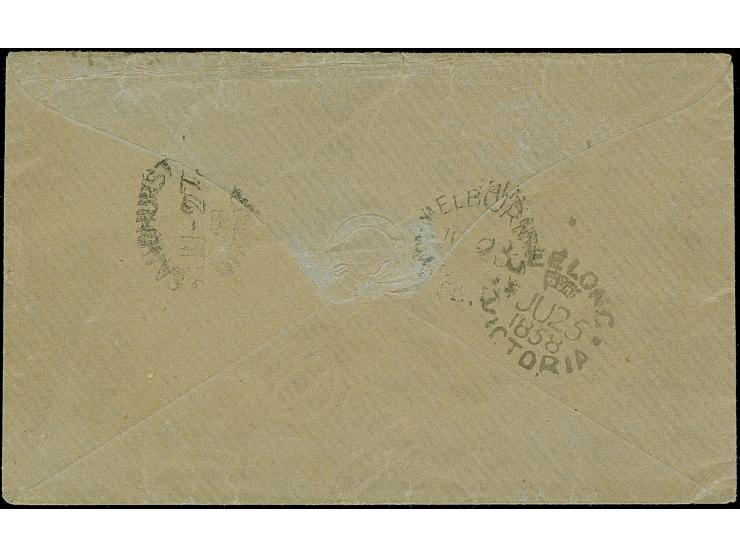 1858, Emblems Issue 4 d. pale dull rose on smooth vertically laid paper, over-inked print, rouletted 5½-6½, tied to 1858 enti