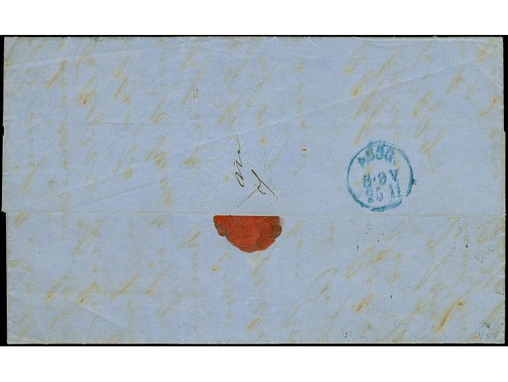 1 Kr. grün, drei Einzelwerte mit Ra3 "FRANKFURT A.M. POSTEXPED.No.1 27 11 71" auf komplettem 'Hofpostamts-Brief' an den Kadet