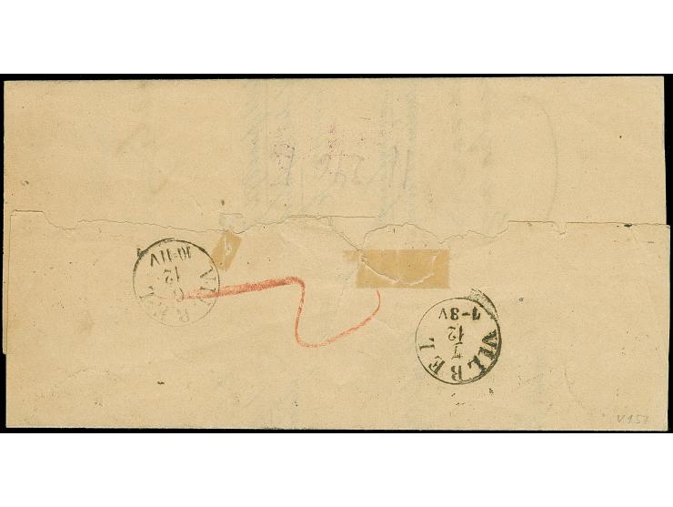 3 Kr. Karmin, farbfrisch und gut gezähnt, mit sauber auf- und nebengesetztem EKr. "DARMSTADT 5 12 71" als Prokura-Gebühr auf 