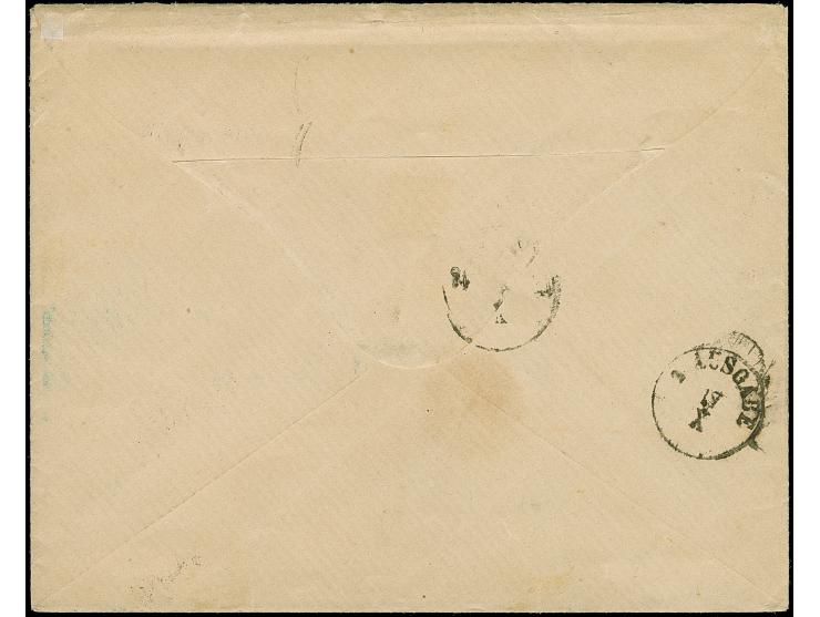 2 Kr. orange, 2 Einzelwerte, zusammen mit 3 Kreuzer karmin, mit EKr. "DARMSTADT 15 10 71" auf Briefhülle der 2. Gewichtsstufe