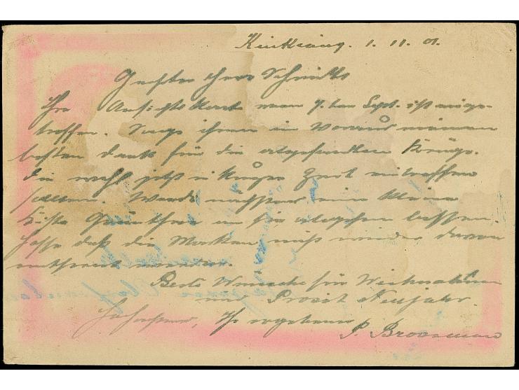 1897, Coiling Dragons 1 c. yellow, horizontal pair with 1898 1 c. ocher, neatly tied by cds “KUIKIANG 1 NOV 01” to postal sta