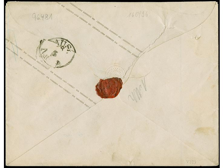 Umschlag 1 Gr. im Großformat mit Zufrankatur 1 Gr. gezähnt, Einzelmarke und waagerechtes Paar, mit Ra3 "GOLZOW (BAHNHOF) R.B.