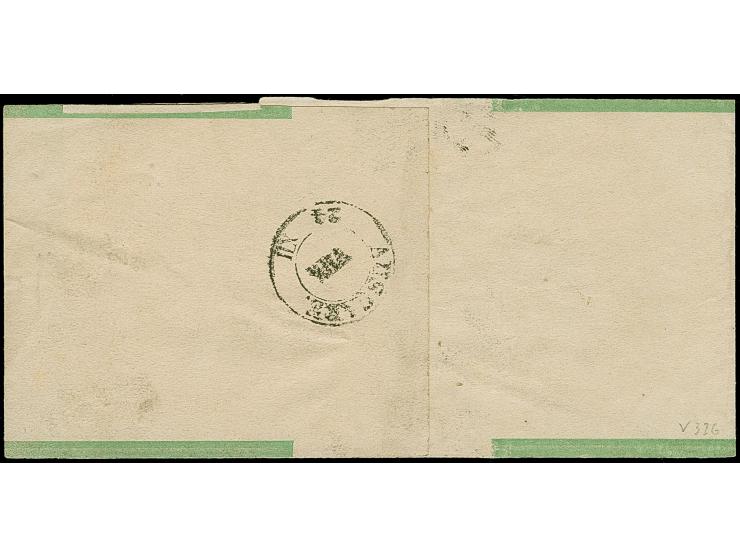 Streifband 1 Kr. grün mit wertstufengleicher Zufrankatur 1 Kr. grün, farbfrisch und gut gezähnt, mit EKr. "FRANKFURT A.M. 22 