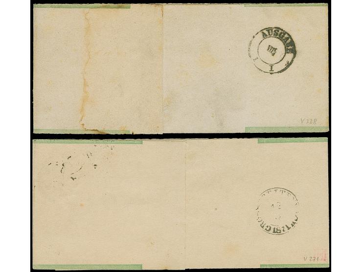 Streifbänder ⅓ Gr. grün mit Letzttagsstempel "LEIPZIG 31 DEC 71" als Ortdrucksache sowie&nbsp;1 Kr. grün von "FRANKFURT A. M.
