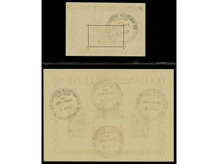 Hochwasser-Blockpaar mit Sonderstempel "DER FRANZÖSISCHE AUSSENMINISTER BESUCHT DAS SAARLAND 15. 12. 48." Tadellos. Fotoattes