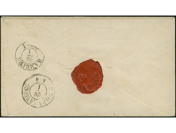 Oktogon 6 Sgr. grün, mit nebengesetztem Vorphila-DKr. "HÜCKESWAGEN 24 1" nach Flensburg im dänischen Herzogtum Schleswig. Im 